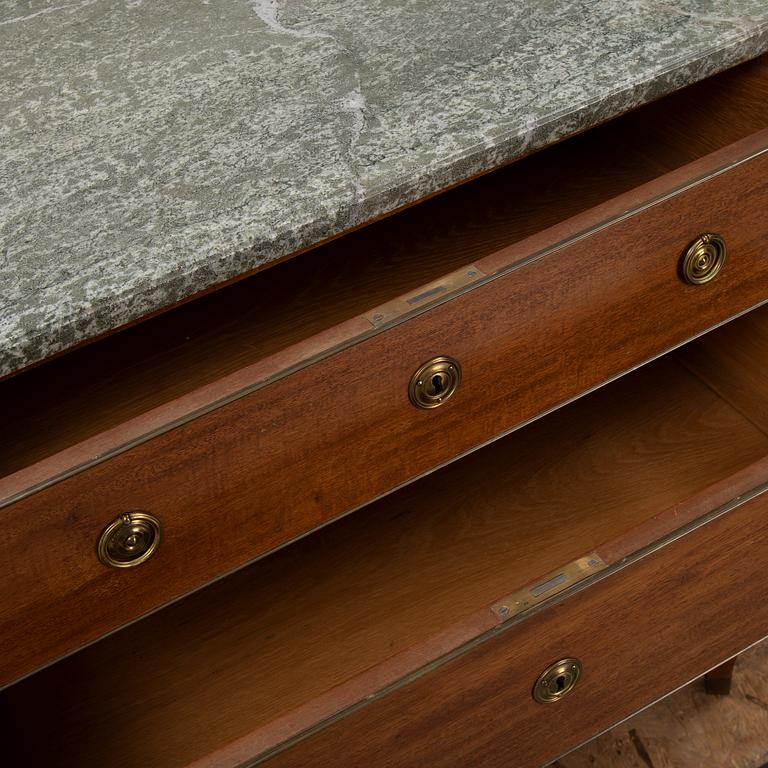 A gustavian style chest of drawers from the second half of the 20th century.