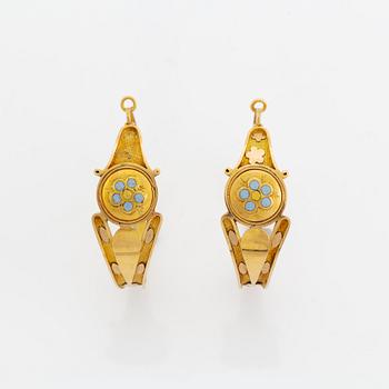 Gold and enamel earrings, early 1800's.