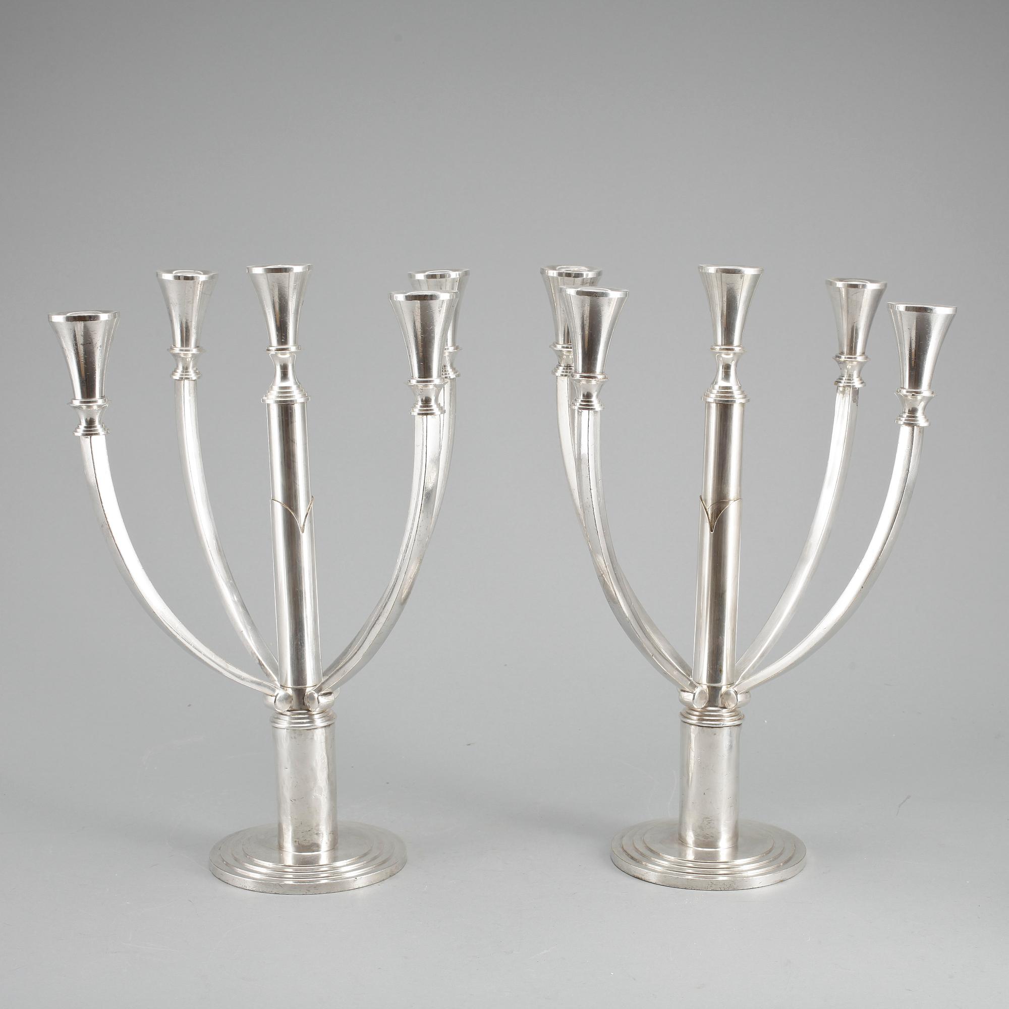 KANDELABRAR, ett par, nysilver, "Hotel", WMF Württembergische metallwarenfabrik, ca 1980.