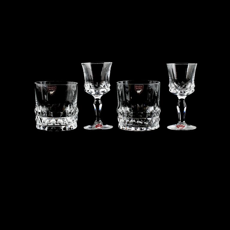 WHISKYGLAS, 9 ST SAMT LIKÖRGLAS, 12 st, "Silvia", Orrefors.