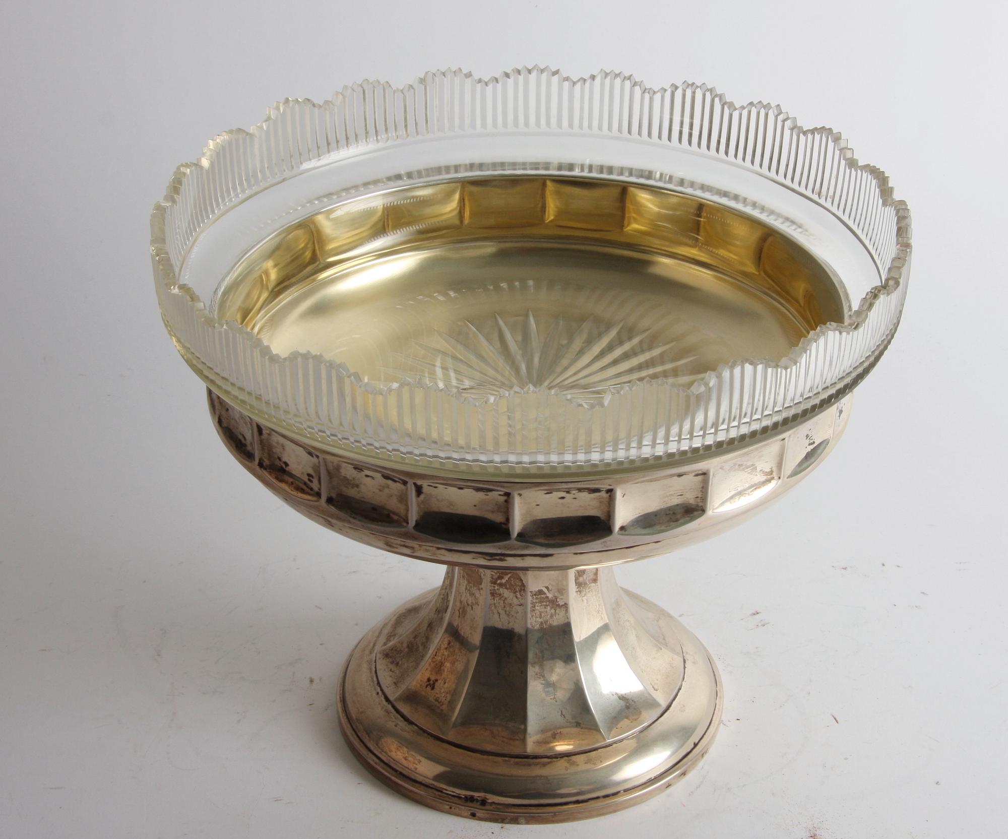 UPPSATSKÅL, silver och glas, K.Andersson.