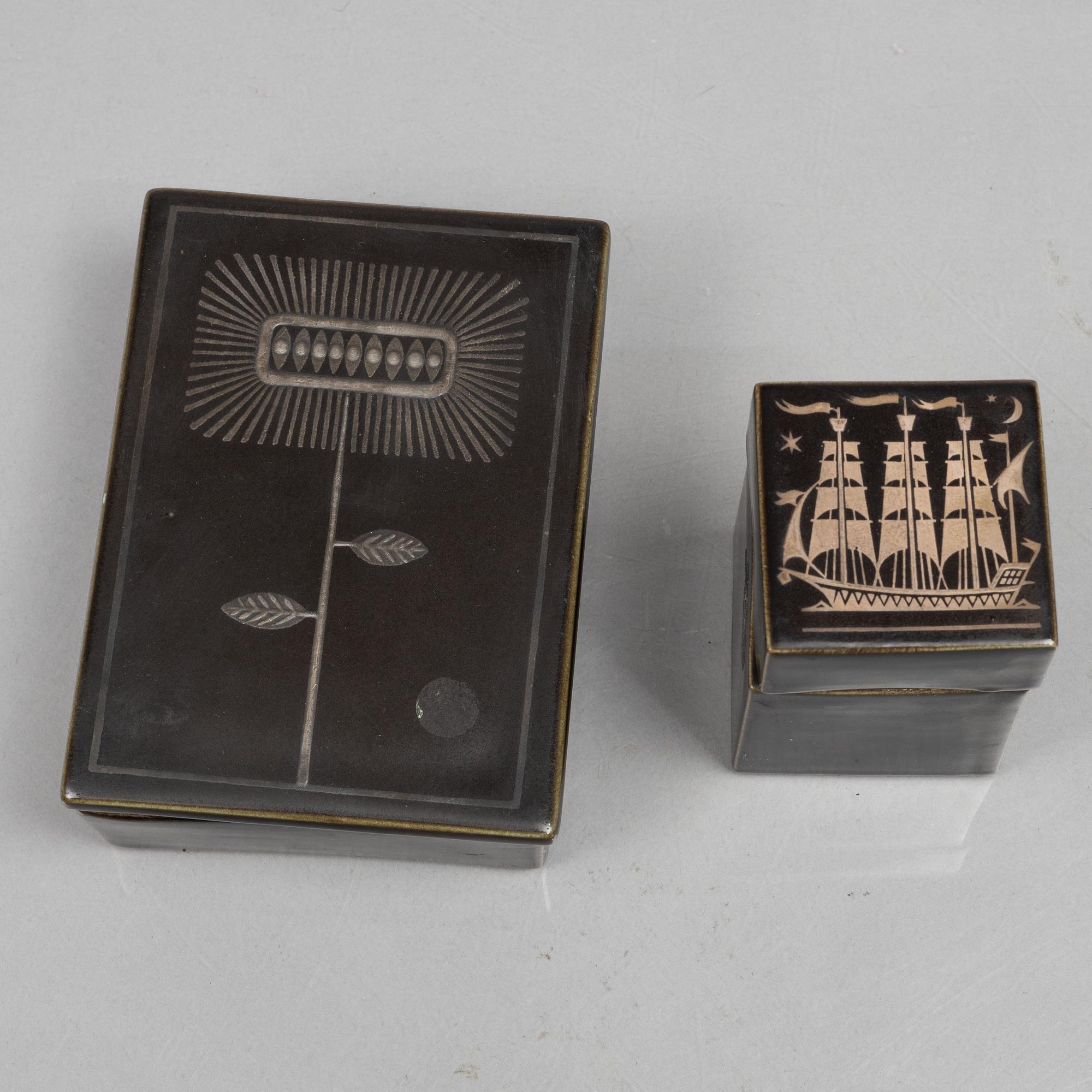 Sven Jonson, a set of twelve "Facett" stoneware vases and bowls, Gustavsberg.