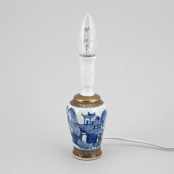 Four different vases, turned into table lamps, Qing dynasty, late 19th/early 20th century.