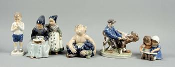 FIGURINER, 5 st, porslin, Royal Copenhagen samt Bing & Gröndahl.