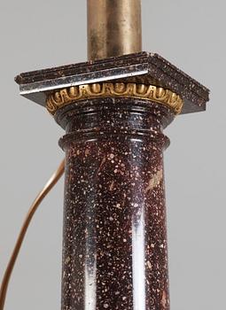 A Swedish 19th century porphyry table lamp.