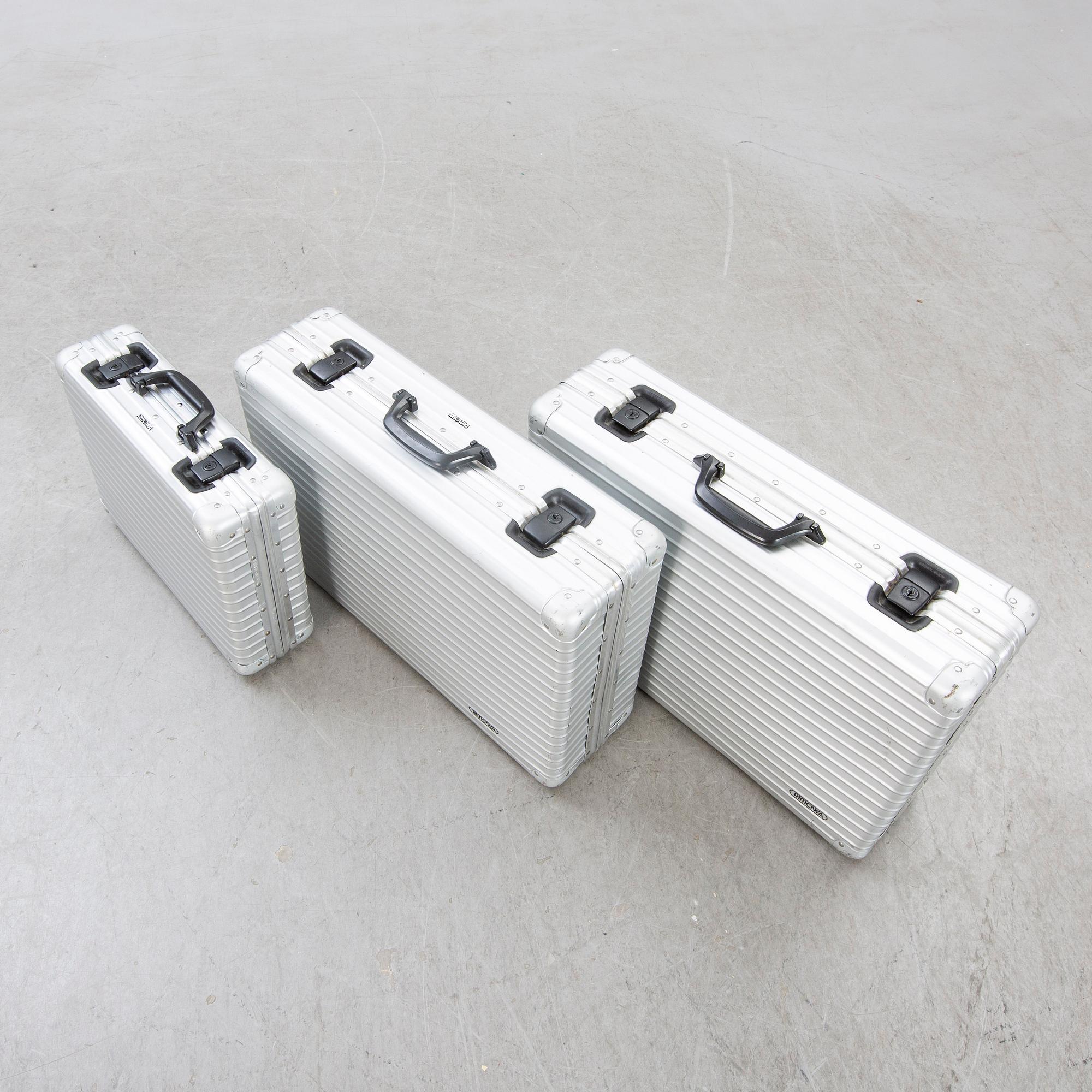 Bags, Rimowa, 3 pcs, aluminum, late 20th century.