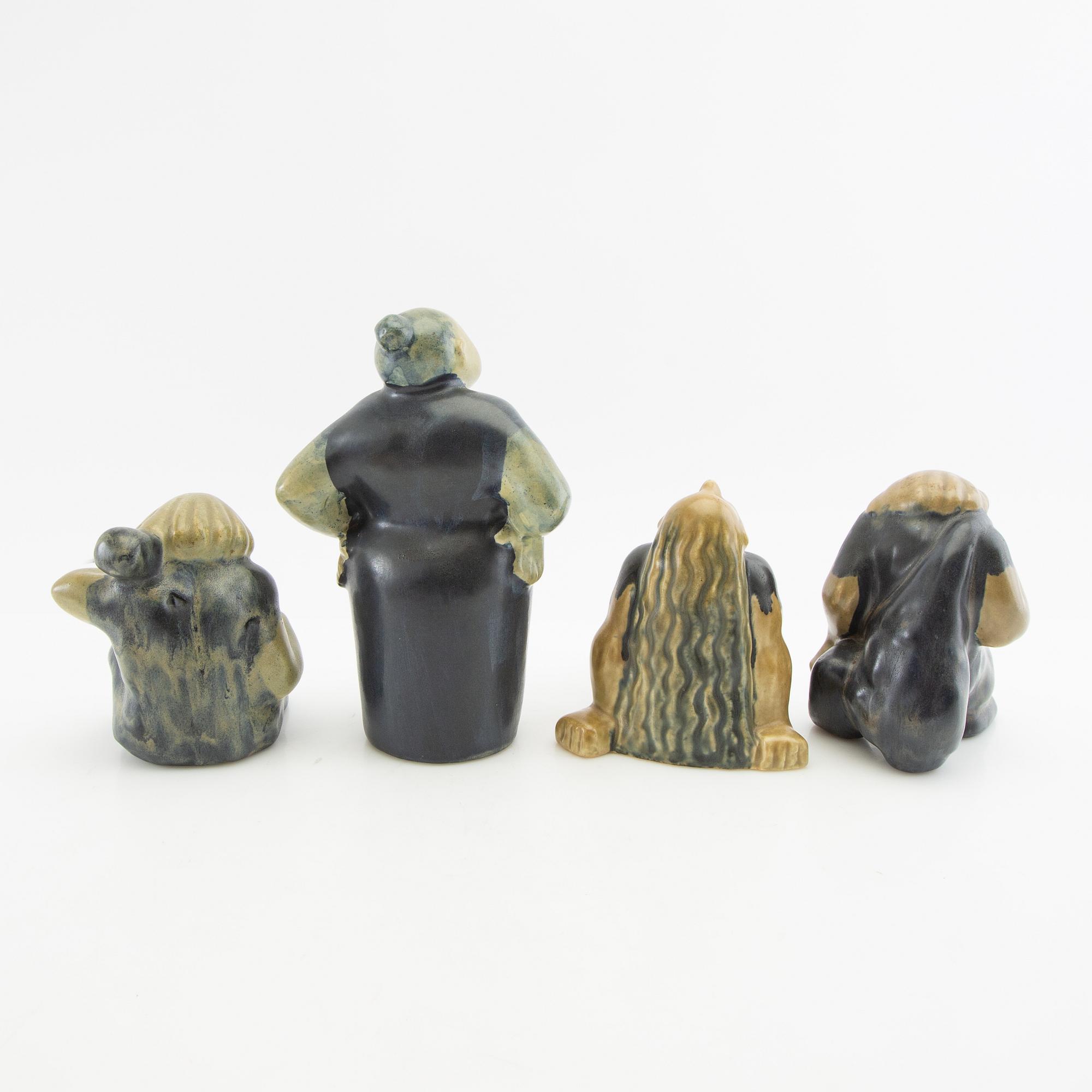 Åke Holm, figurines 6 pcs stoneware signed.