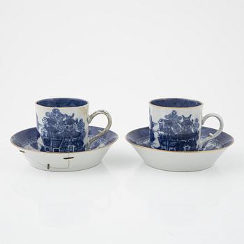 Koppar med fat, 10 stycken, porslin. Qingdynastin, 1800-tal.