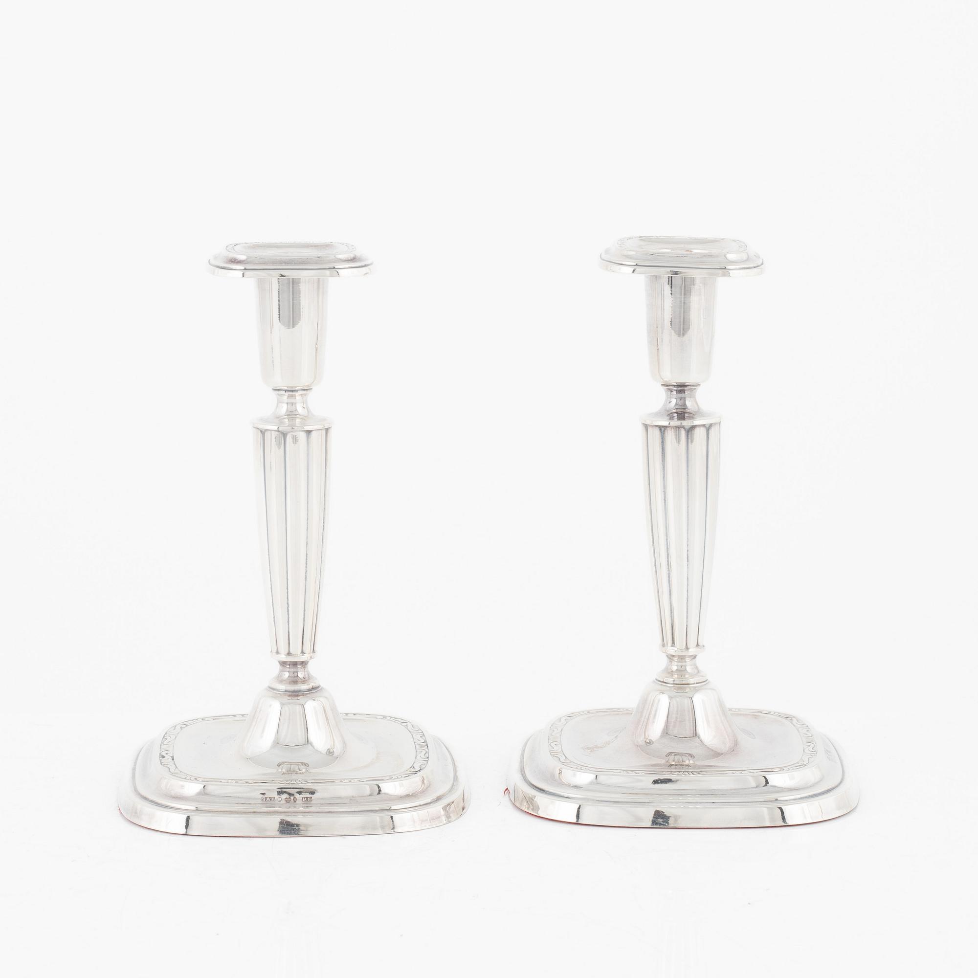 A pair of silver candlesticks, GAB, Stockholm 1965.