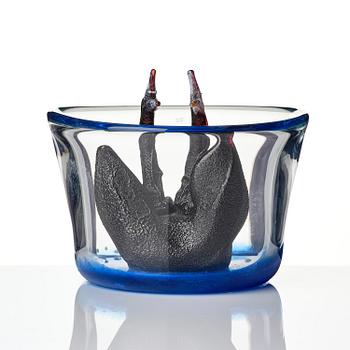 Ernst Billgren, "Simmande rådjur", skulptur, glas, Kosta Boda, ed. 26/30.