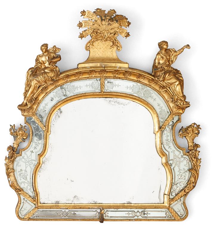 A Swedish late Baroque mirror crest by B. Precht.