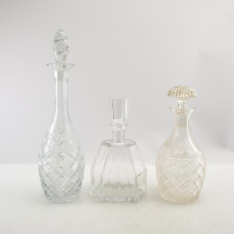 Decanters 3 pcs early 20th century cut glass.