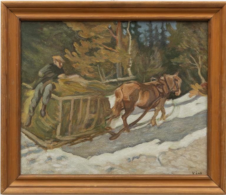 Wilhelm Kåge, Hay wagon on a snow-covered forest road.