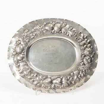 Karl Anderson, Presentation tray, silver, Baroque style, Stockholm 1918.