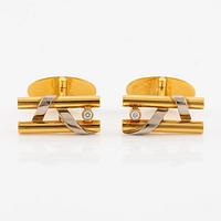 Manschettknappar, ett par, 18K guld med små briljantslipade diamanter, Heribert Engelbert.