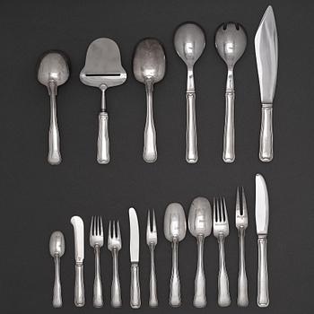 Harald Nielsen, a set of 108 pieces of "Old  Danish" sterling and stainless steel flatware, Georg Jensen Copenhagen post 1947.