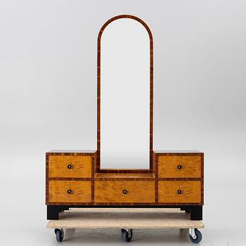 Hall furniture, chest of drawers with mirror, 1930s.