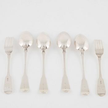 Betstickservis, silver, 6 delar, Dublin och Edinburgh, 1820-tal.