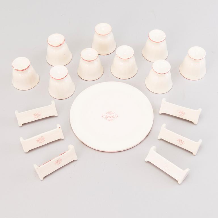 A 157-piece tableware set of 'Bengali, red', Swedish Rörstrand creamware of the 1940s.