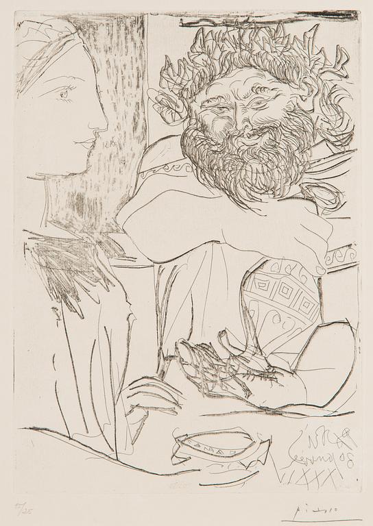 Pablo Picasso, "Bacchus et Femme de Profil".