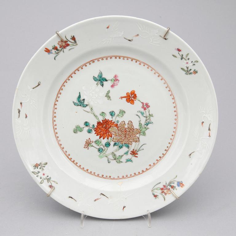 TALLRIKAR, 3 st, 1700-tal, Kina.