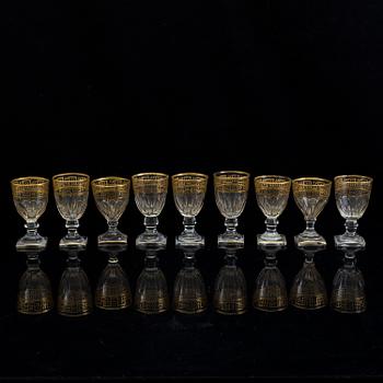 SERVISDELAR, 21 stycken, glas. Ryssland, 1800-tal.