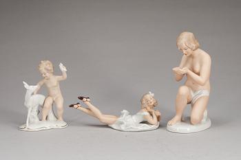 FIGURINER, 3 st, porslin, Wallendorf.