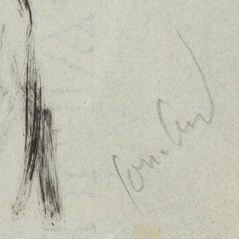 John Jon-And, blandteknik på papper, signerad.