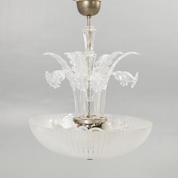 Fritz Kurz, Attributed, ceiling lamp, Orrefors, mid-20th century.