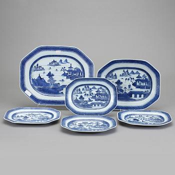STEKFAT, 6 st, porslin, Kina, Jiaqing 1796-1820.
