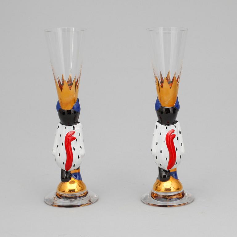 SNAPSGLAS, 2 st. Design Gunnar Cyrén ur Nobelservisen. Orrefors.