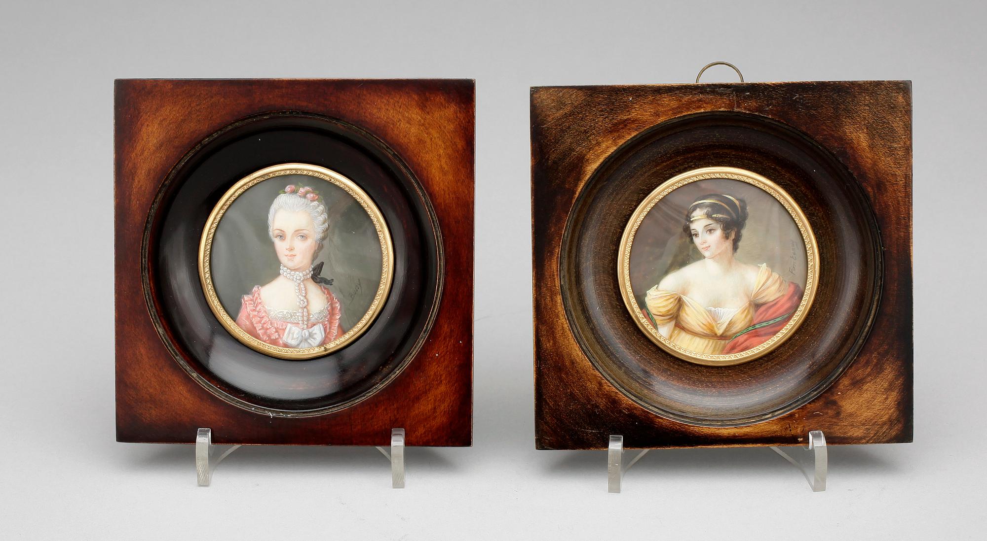 OKÄND KONSTNÄR, gouacher 2 st, miniatyrer, 1900-talets första hälft.