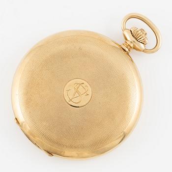 Pocket watch, hunter, 14K gold, Alpina, 51 mm.
