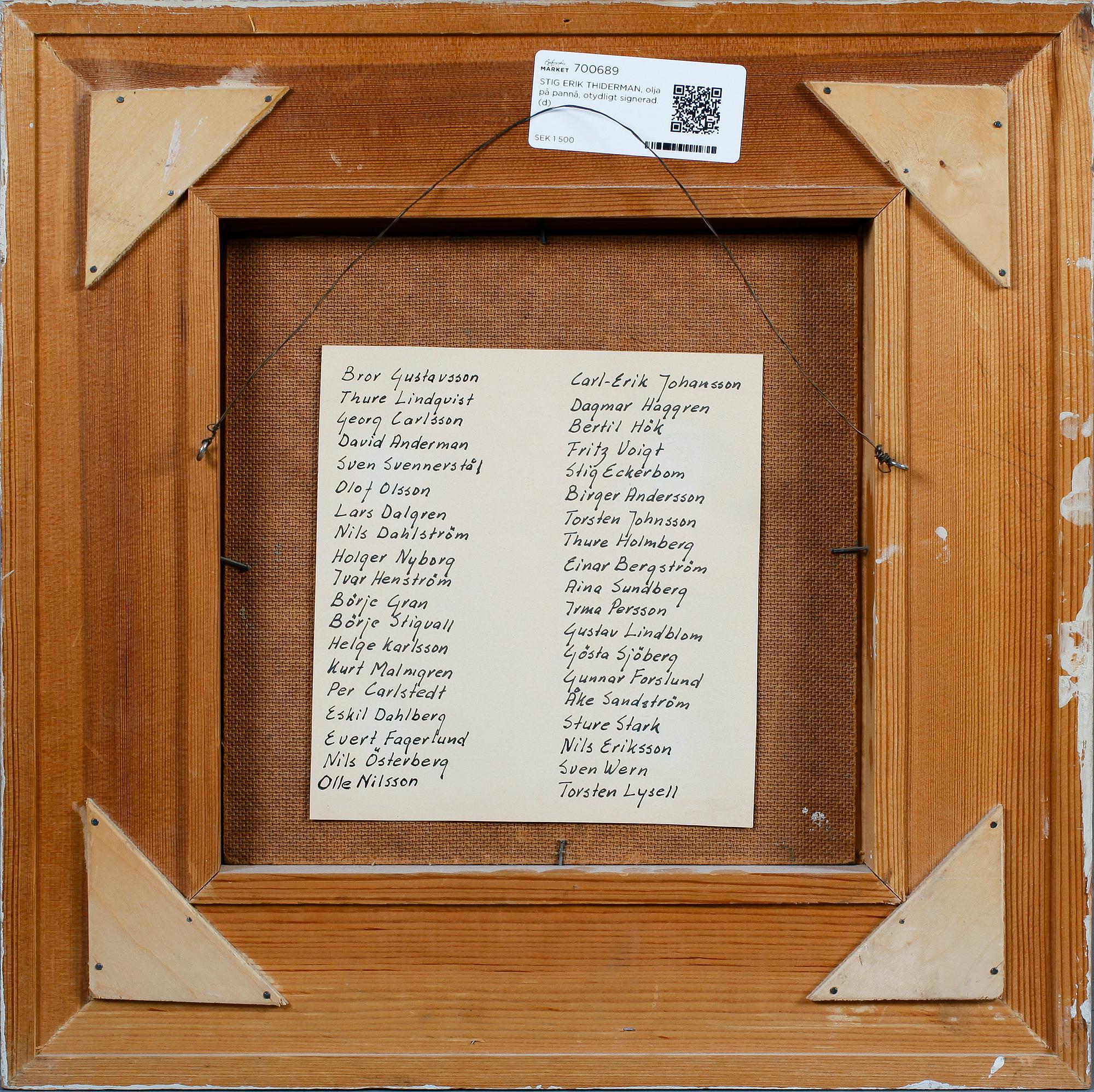 STIG ERIK THIDERMAN, olja på pannå, otydligt signerad.