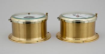 SKEPPSUR SAMT BAROMETER, mässing, Schatz, 1900-talets andra hälft.