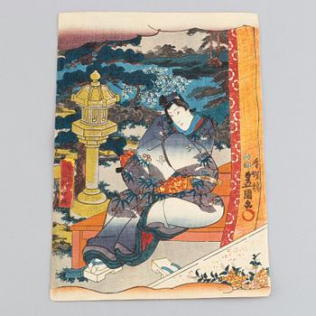 Utagawa Kunisada, 2 st, färgträsnitt, Japan, 1800-tal.