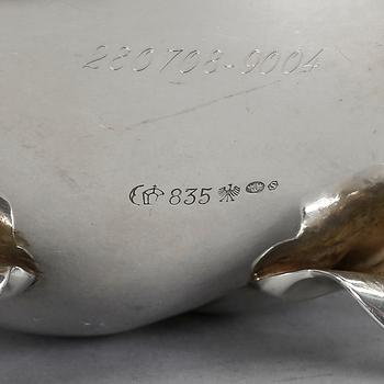 KAFFESERVIS, 3 delar, silver, rokokostil, Tyskland, svenska importstämplar. Vikt Ca 1167 gram.