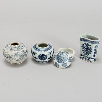 VAS, ASK med LOCK samt KRUKOR, två stycken, porslin. Sydostasien, bla. 1500/1600-tal.