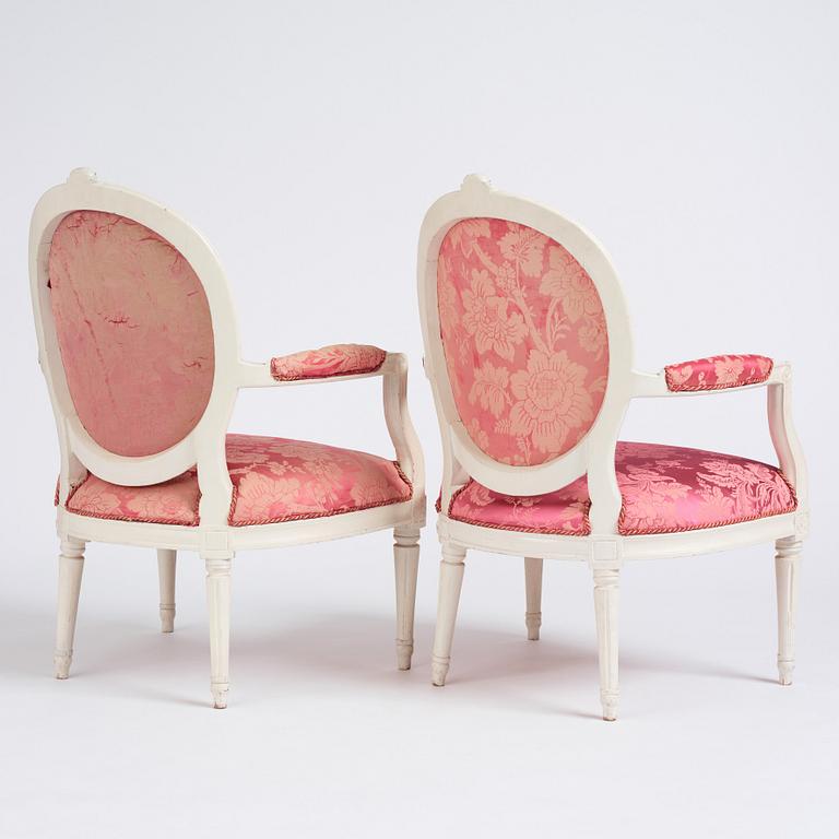 A pair of Gustavian armchairs by J Malmsten.