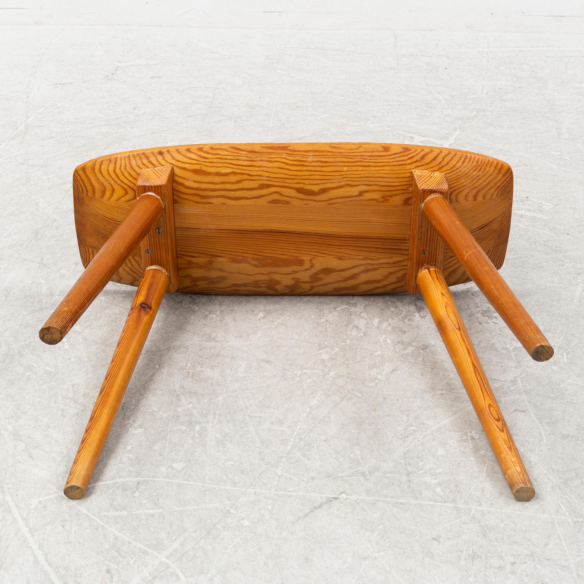 A stained pine stool, mid 20th Century.