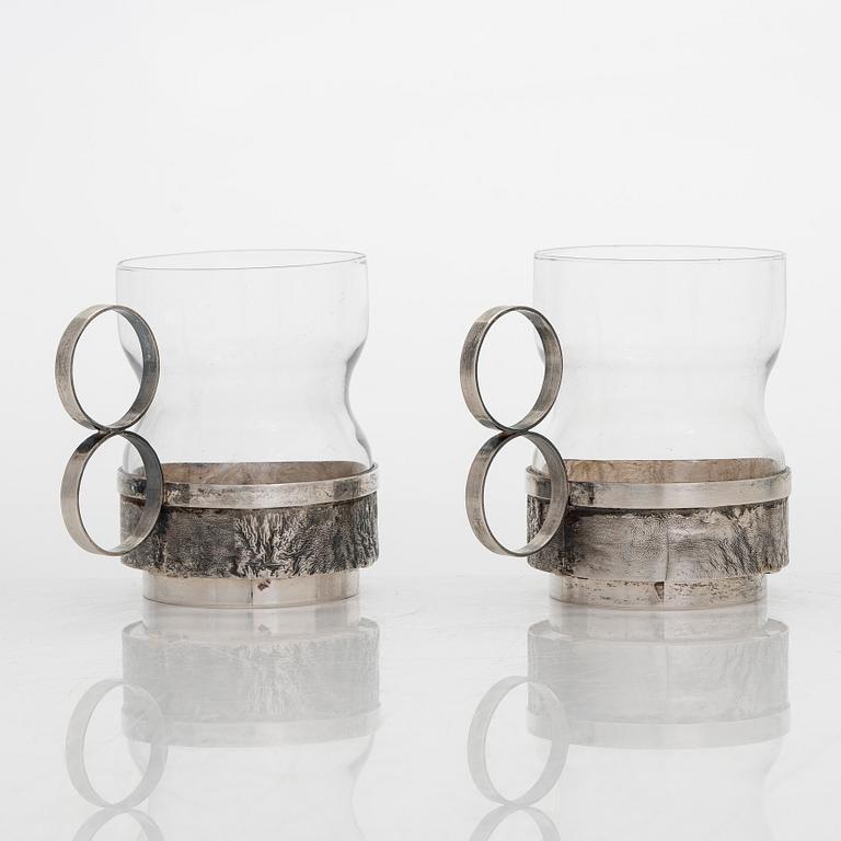 Pekka Turtiainen, A set of six silver teaglass-/mulled wine holders, two marked. Helsinki 1971 and -76.