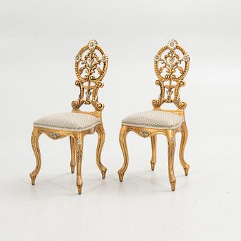 Chairs, 1 pair, Rococo style, first half of the 20th century.