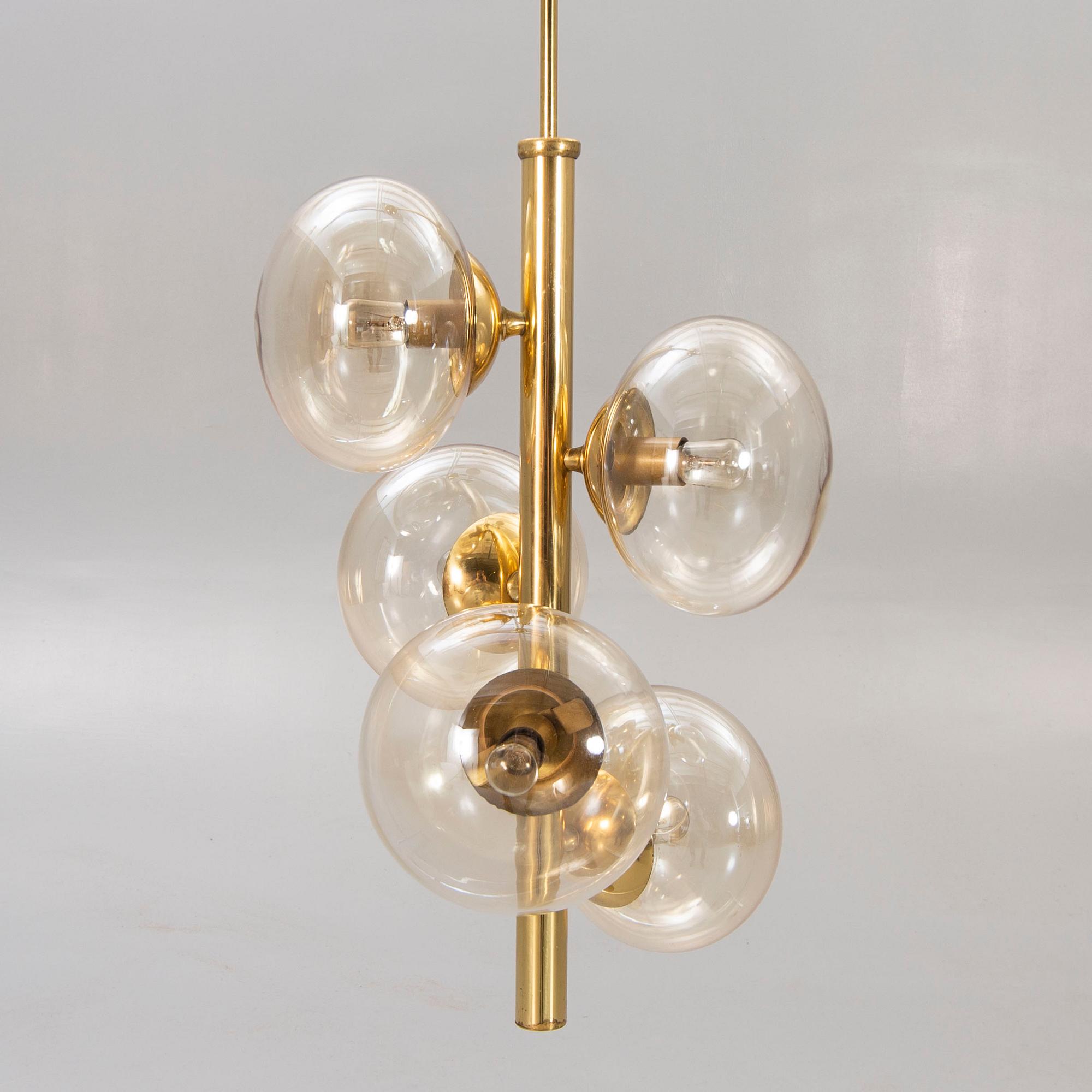 A 1960s Danish Mejlstrøm brass ceiling pendant.