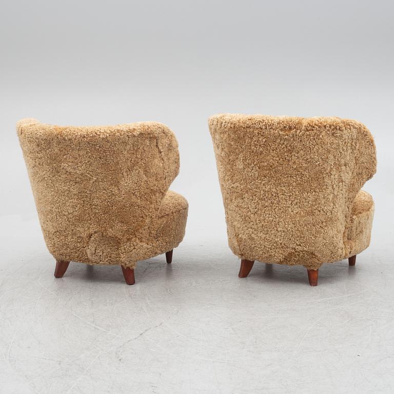 Armchairs, a pair, Swedish modern, mid-20th century.