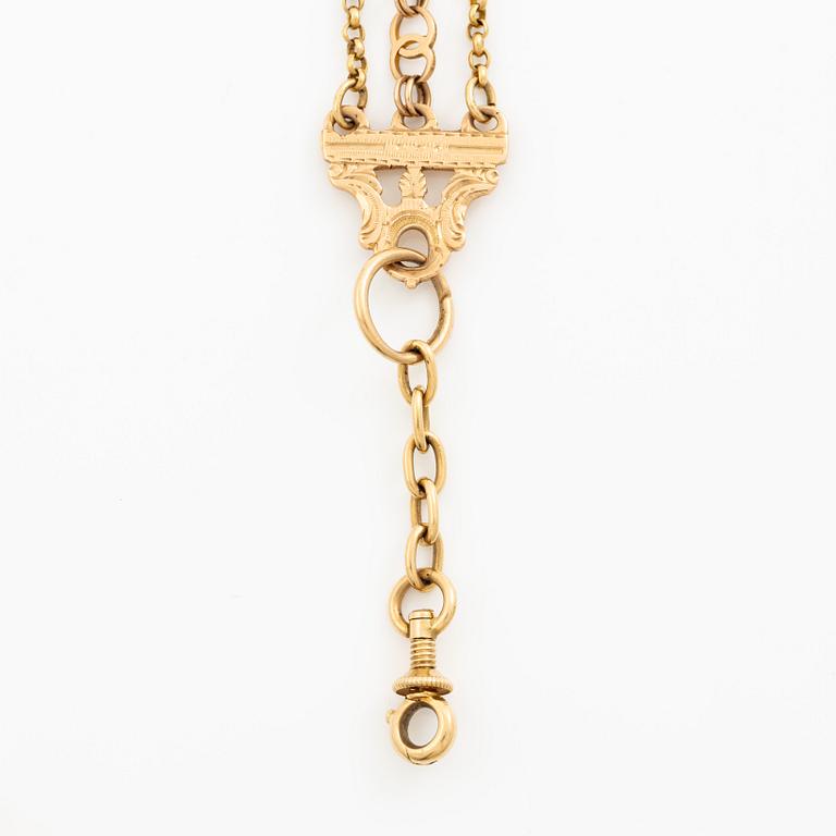 Chateleine 18K guld och emalj, 1800-tal.