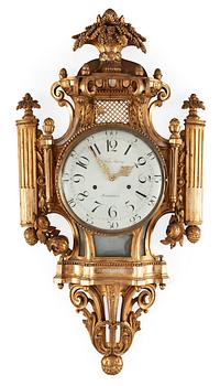 A Gustavian late 18th century wall clock by N. Berg.