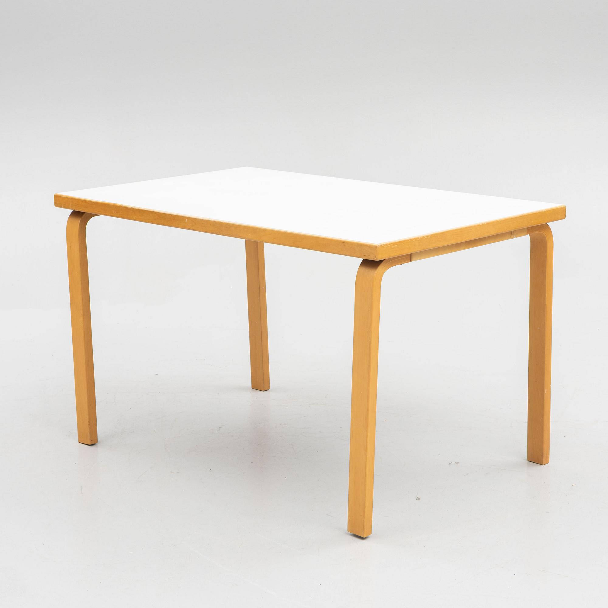 Alvar Aalto, furniture group, table model 81 B, 4 chairs and two stools, Artek, Finland, second half of the 20th century.