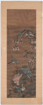 Målning, färg och tusch på siden lagt på papper. Qing dynasty, 1800-tal, efter Yun Bing.