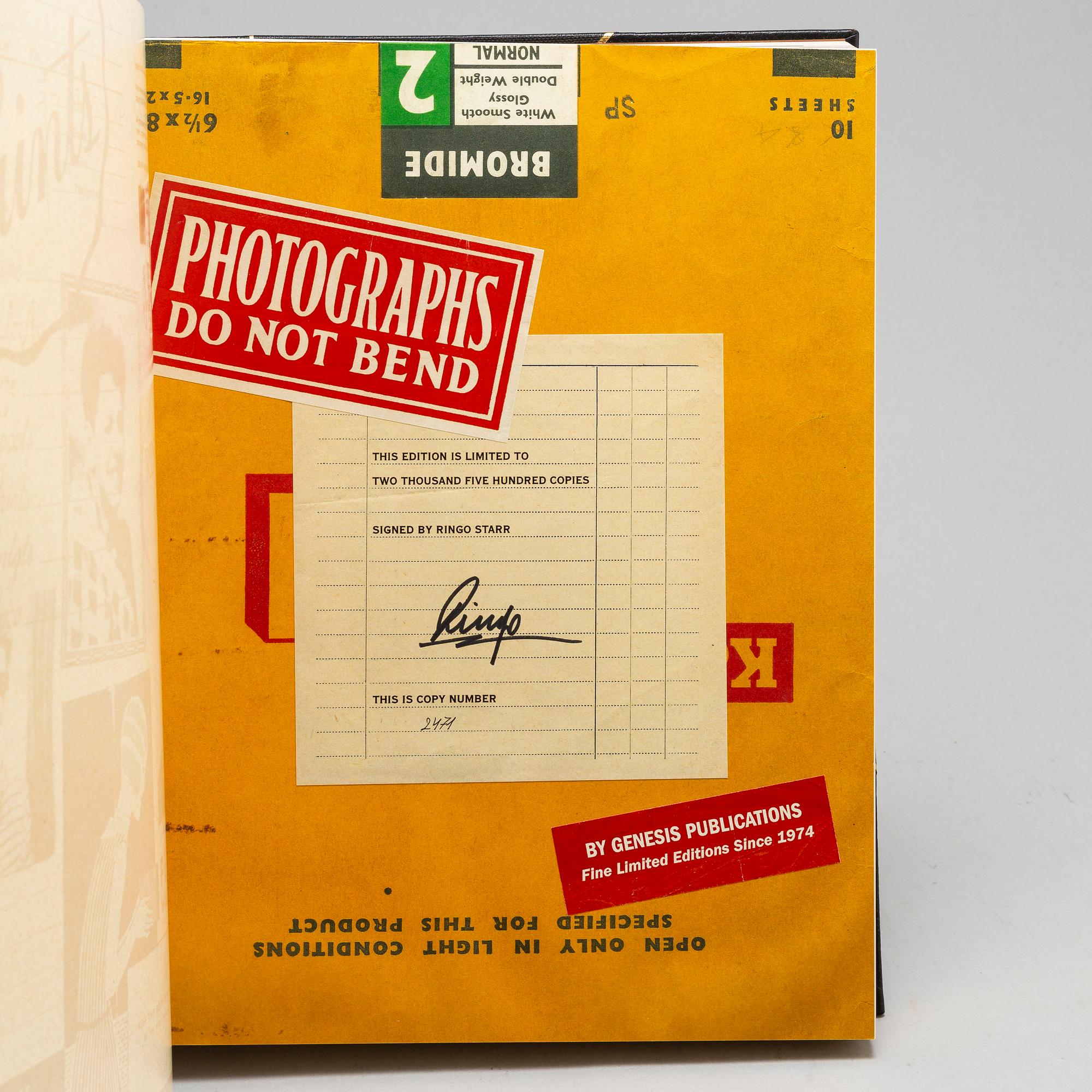 RINGO STARR, "Photograph" Limited Edition, signed by Ringo Starr and numbered, 2471/2500.