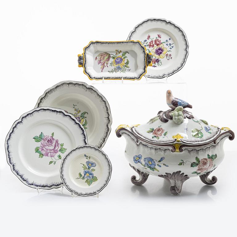 Servis, flintgods. Rörstrand. 'Hausmalerei'. Signed Birgit Holm, 20th century (52 pieces).